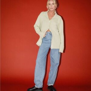 James Street Co Knitted Margot Button Up Thistle Green